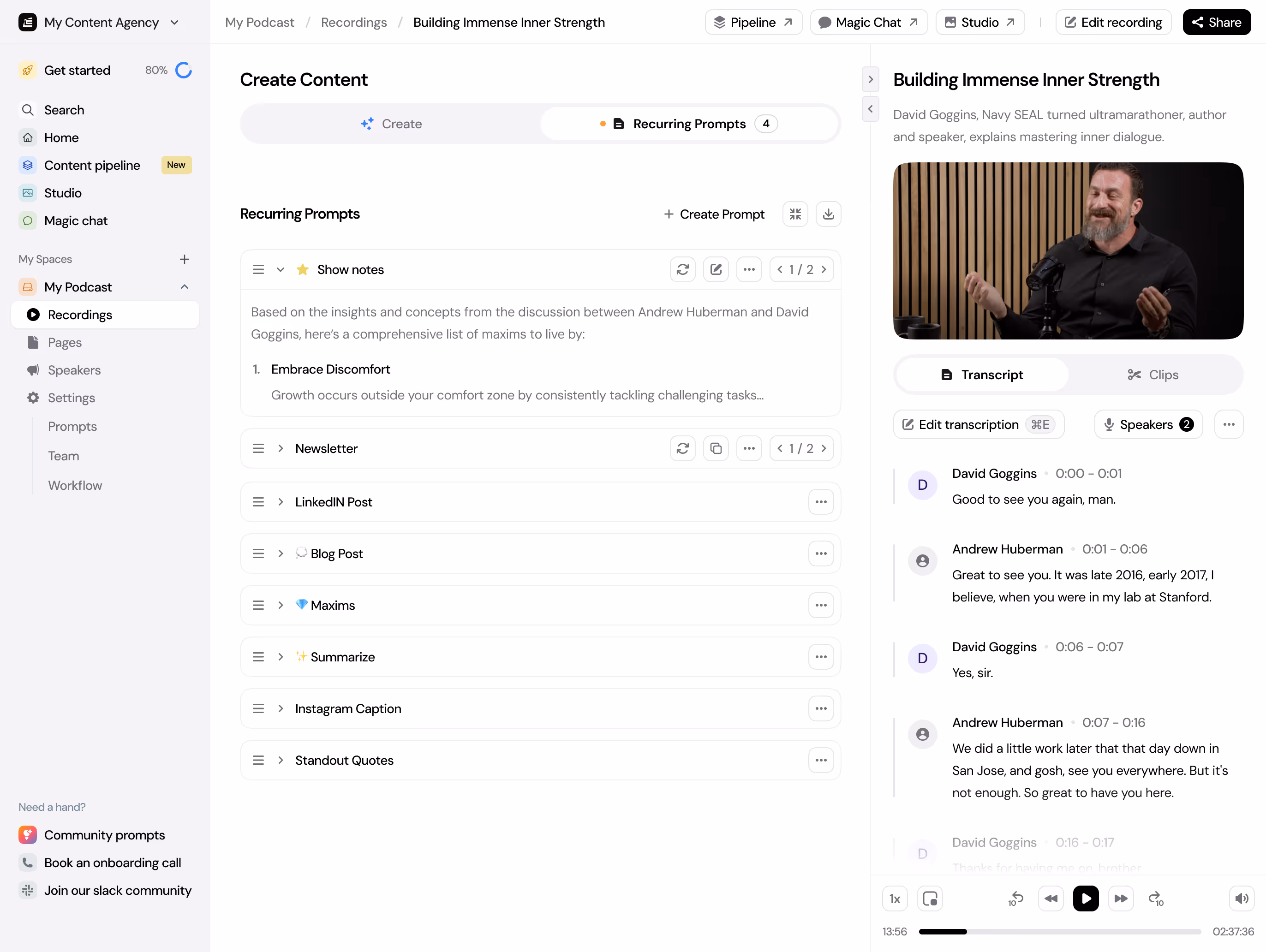 Castmagic dashboard preview