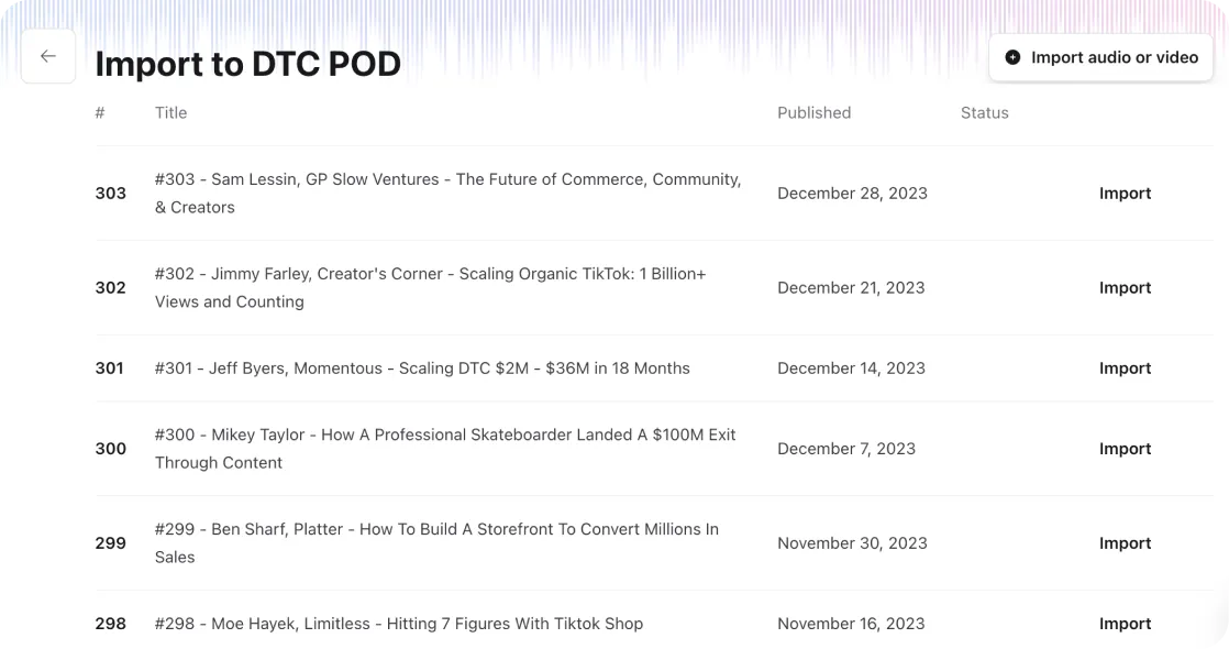 Media library import preview